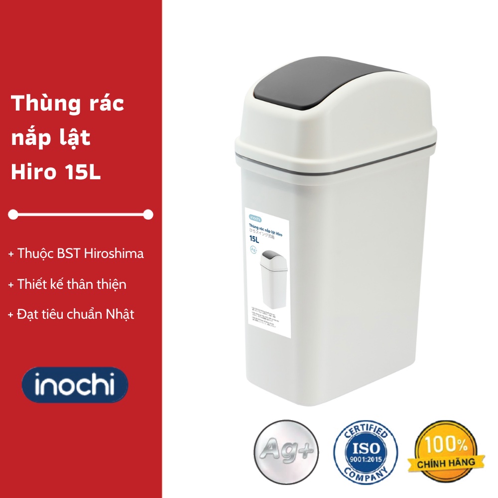 Thùng rác nhựa lật Hiro 15L - Thân thiện với môi trường, Thiết kế thông minh, Chất lượng Nhật Bản