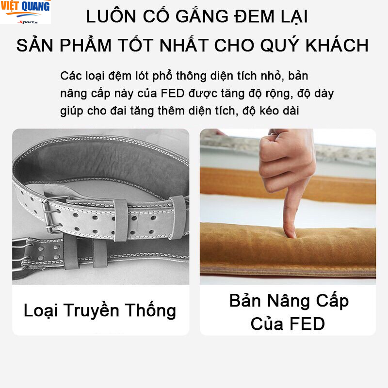 Đai Lưng Tập Gym Chính Hãng FED 1102 Da Bò Cao Cấp