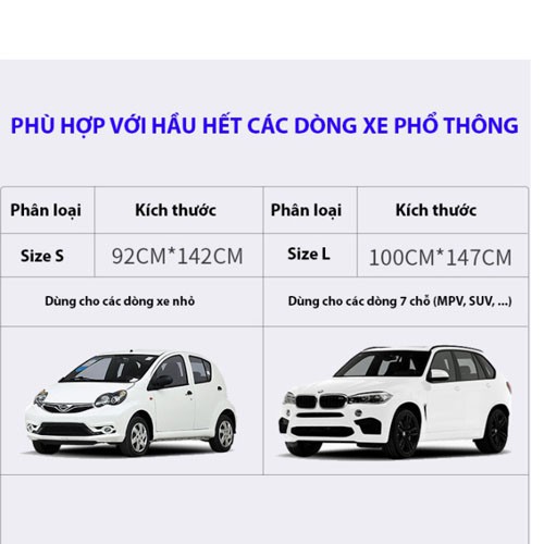 Bạt che nắng kính lái ô tô, xe hơi 3 lớp cách nhiệt chống nắng m100