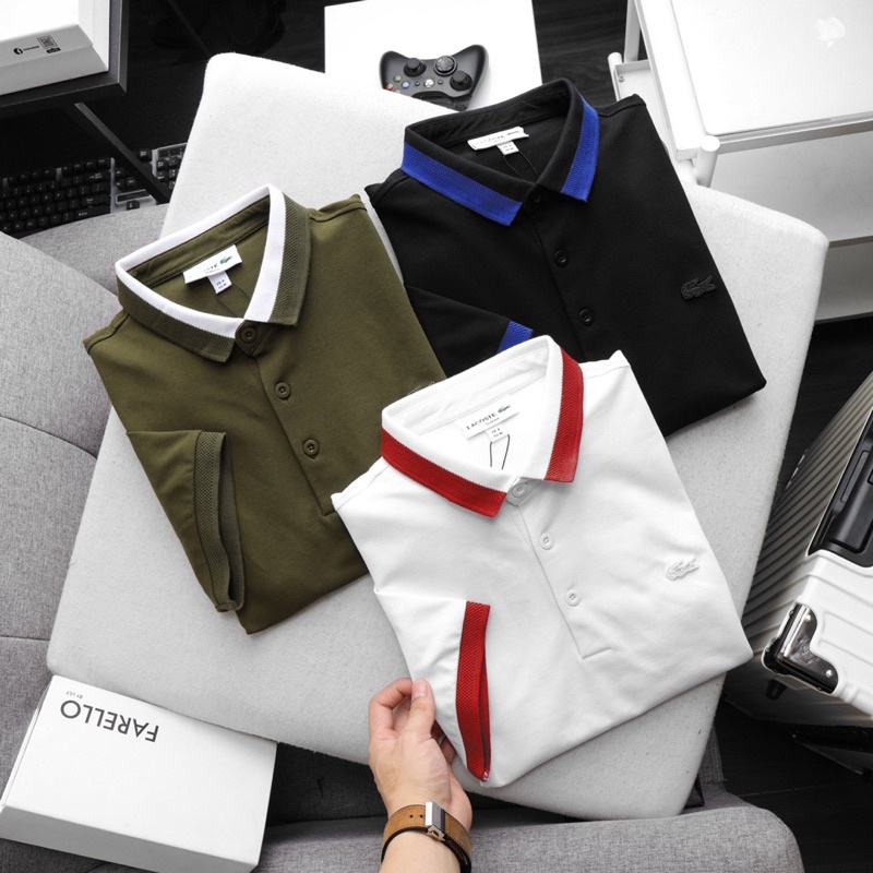 Áo Thun Polo Nam Hãng Lacoste 100% Cá sấu Cotton Mang Thông Thoáng Thấm Hút Mồ Hôi Tốt Giữ Form Full Tem Mác Chính Hãng