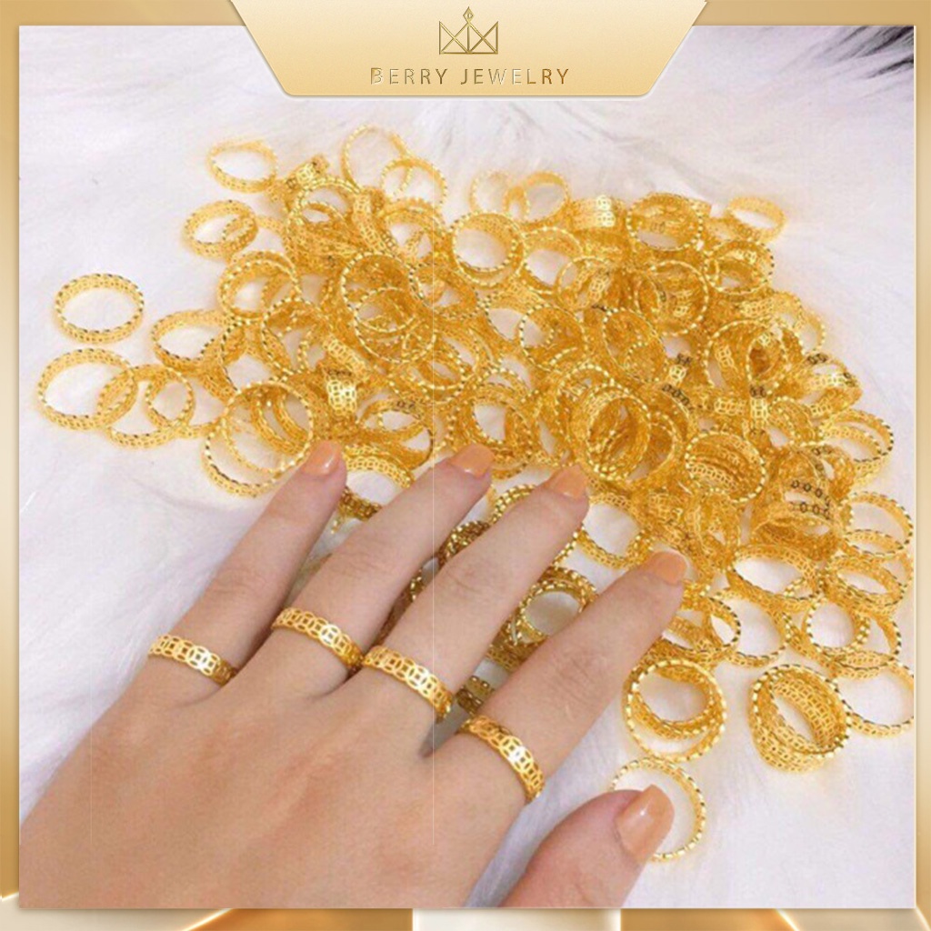 Nhẫn May Mắn Kim Tiên Nam Nữ Xi Mạ Vàng Thiết Kế Cao Cấp