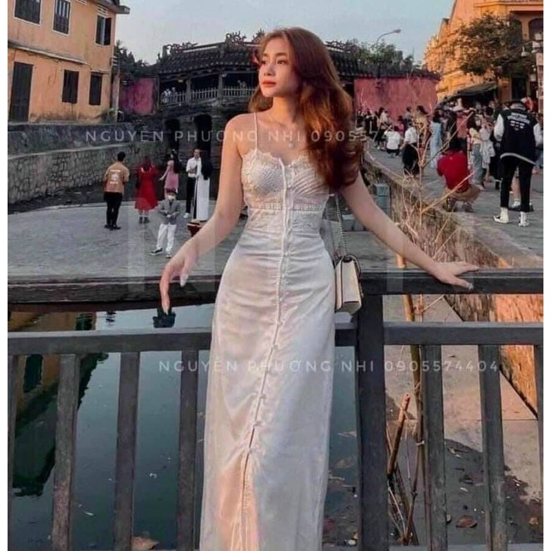 [ FREE SHIP ] ĐẦM MIDI 2S VIỀN REN PHỐI NÚT D0508 siu xynh | BigBuy360 - bigbuy360.vn