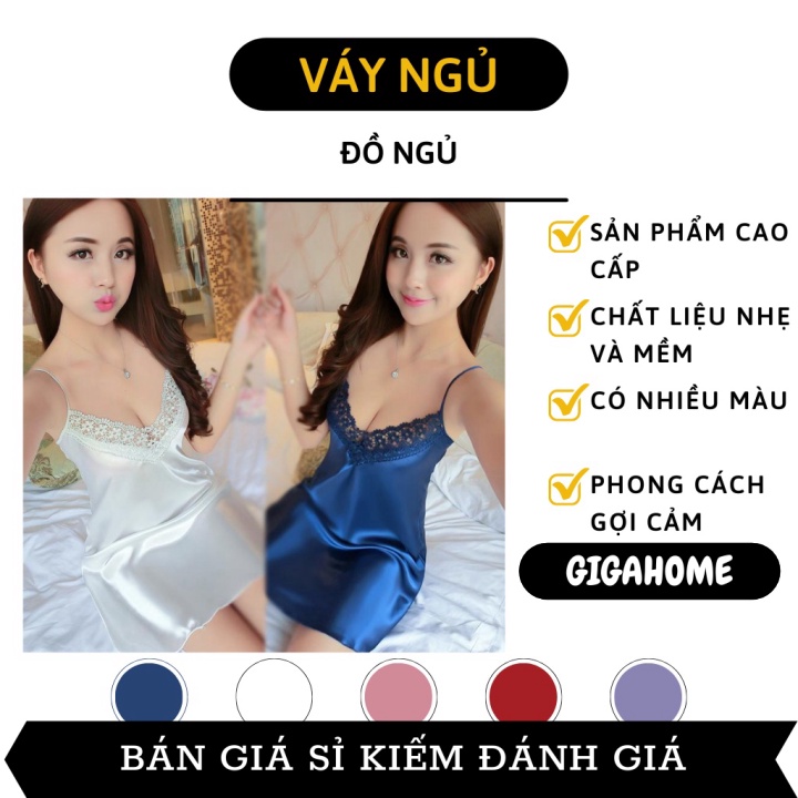 Váy ngủ  GIÁ VỐN  Váy lụa 2 dây viền ren sang chảnh (nhiều màu), gợi cảm, phong cách váy trẻ trung 7881
