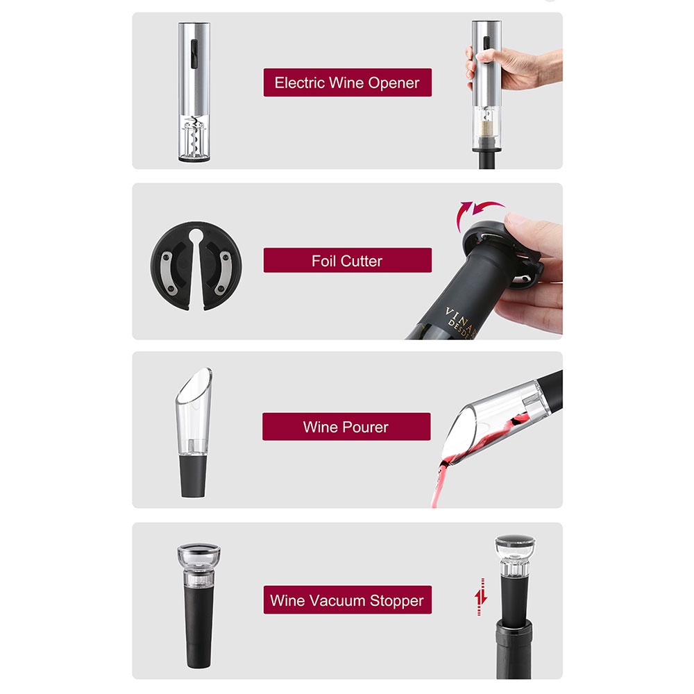Uareliffe 4 In 1 Electric Wine Opener Set