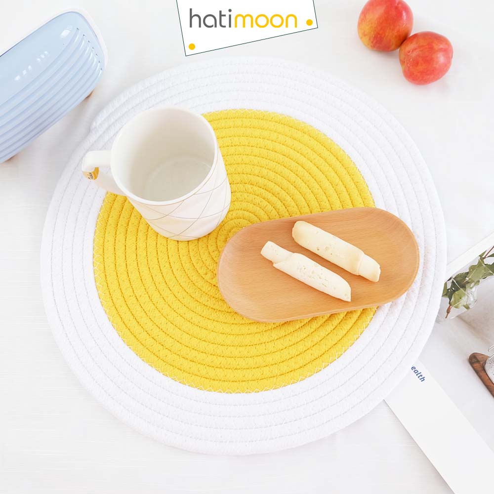 Tấm lót decor, tấm lót ấm trà, đế lót nồi, đĩa 40cm 2 màu - Hatimoon -  miếng lót HTL024