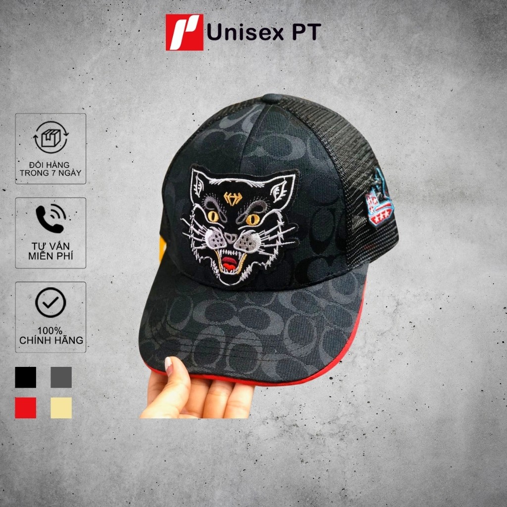 Mũ lưỡi trai COACH BÁO ĐEN phối lưới - Nón kết kaki phong cách form unisex nam nữ