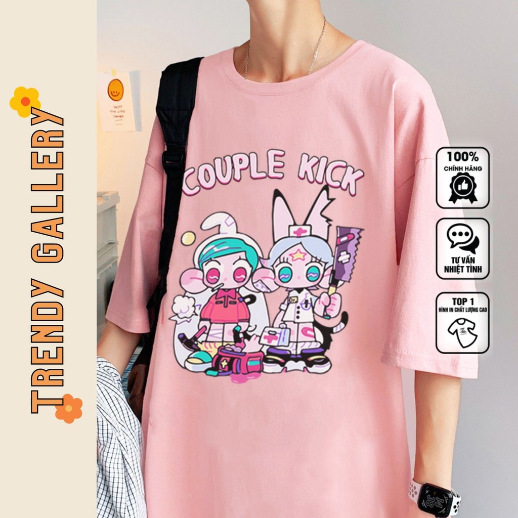 Áo Phông Nữ  Đôi Tay Lỡ Form Rộng "couple Kick" Trendy Gallery, Áo Thun Unisex Nam Nữ Cặp Đôi Tv5004