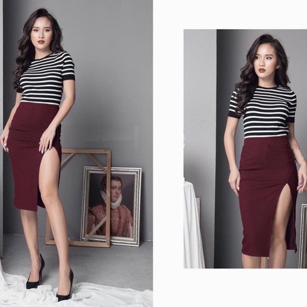 [FREESHIP-HÀNG CHUẨN XỊN] CHÂN VÁY THUN GÂN xẻ đùi F21 | BigBuy360 - bigbuy360.vn