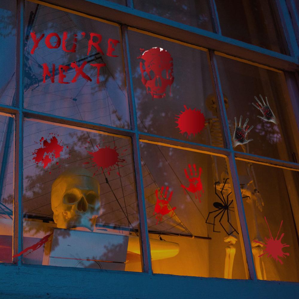 Sticker Dán Tường Họa Tiết Bàn Tay Máu Trang Trí Halloween H9O2