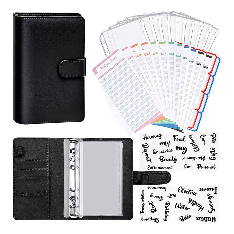Notebook Binder Budget Planner,with Binder Pockets,(Black)