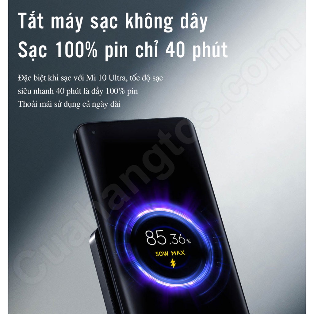 Đế sạc nhanh không dây Xiaomi Mijia 55w tích hợp quạt làm mát không khí