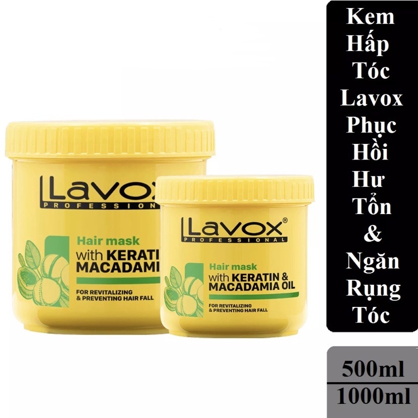 Hấp Dầu - Ủ Tóc Lavox Keratin &amp; Macadamia Oil Phục Hồi Hư Tổn Ngăn Rụng Tóc 500ml ( HÀNG CHÍNH HÃNG )