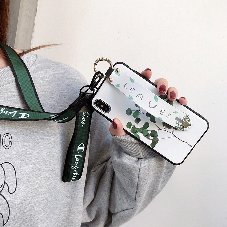 Ốp điện thoại họa tiết nhành hoa có dây đeo cổ và cổ tay cho iPhone 12 mini 6/6s 6plus/6splus 7/8 7plus/8plus X XS XR XSMax | BigBuy360 - bigbuy360.vn