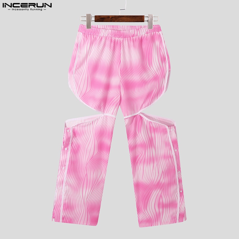 Quần dài lưng cao INCERUN thiết kế phối màu nhuộm độc đáo cho nam