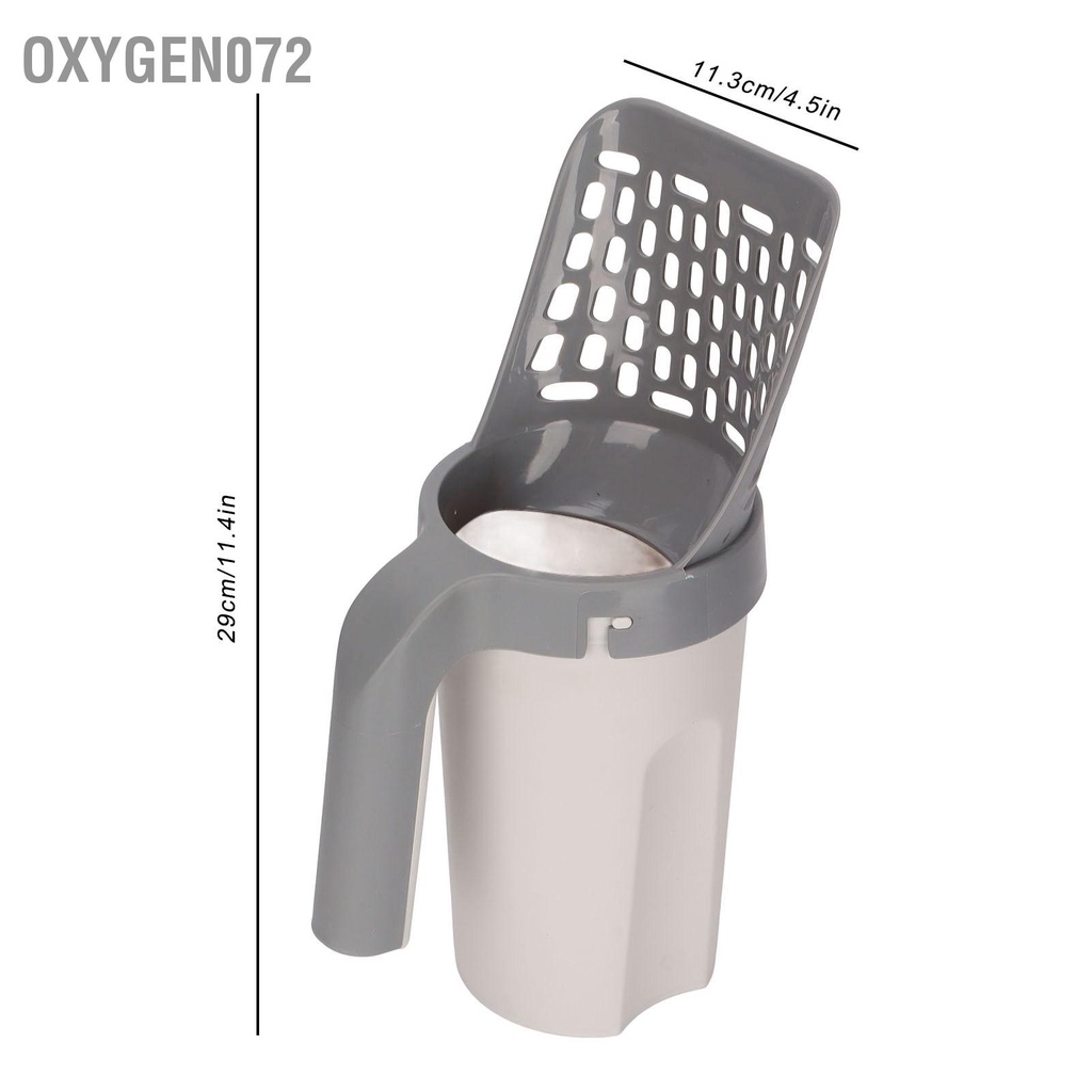 Oxygen072 Máy xúc cát cho mèo bằng nhựa Tích hợp Xẻng rây có thể tháo rời với túi rác để đi dạo tại nhà