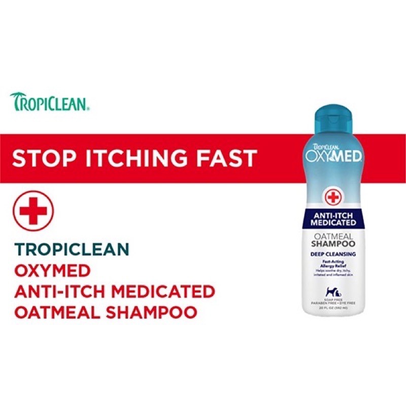 TROPILCLEAN OXYMED - Sữa tắm ngừa mẩn ngứa, đỏ, vảy gàu cho chó - Mixo Pet Town