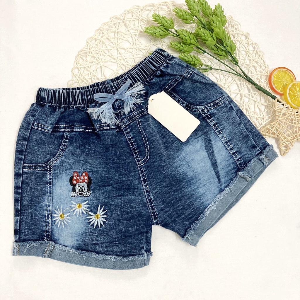 |FAMARAL2 giảm 10k cho đơn 50k|Quần đùi bé gái freesize từ 35-40kg quần short jean mềm thêu hoa - QG47