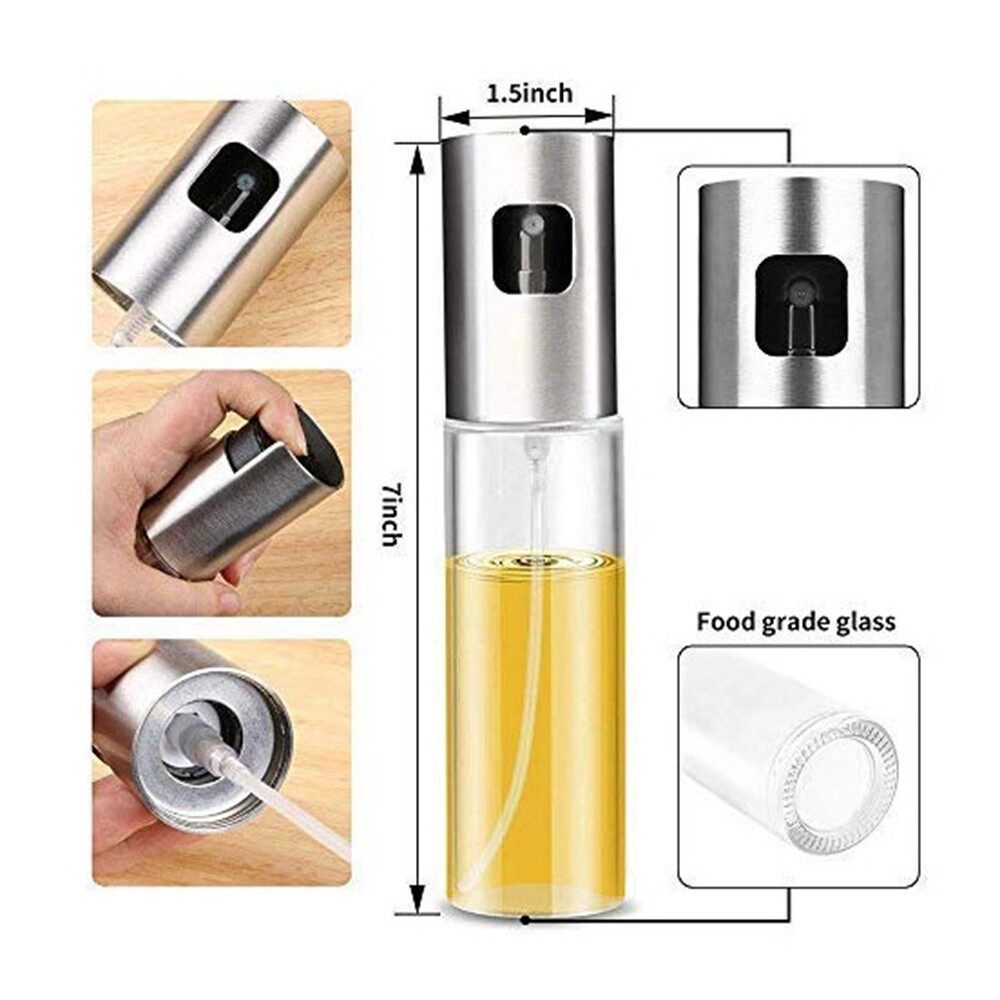 Kitchen Baking Glass Olive Oil Spray Bottle Vinegar Oil Sprayer Seasoning Bottle
