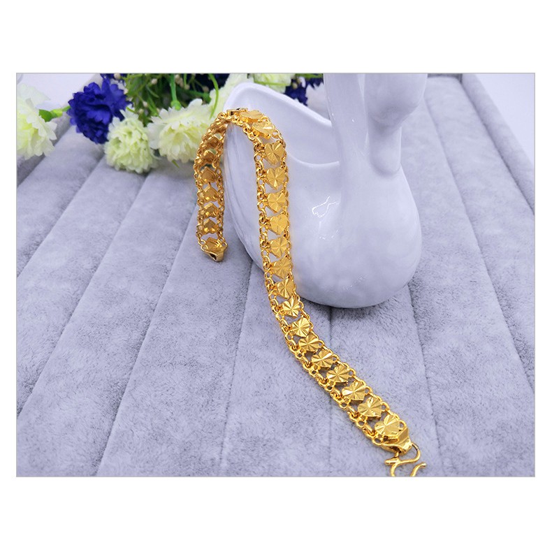 Lắc tay nữ thời trang mạ 24k họa tiết trái tim mắt xích LTN01