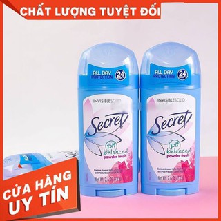 Lăn khử mùi nữ Secret❤ chính hãng❤Lăn khử mùi Secret Balanced Powder Invisible Solid dạng sáp 73g