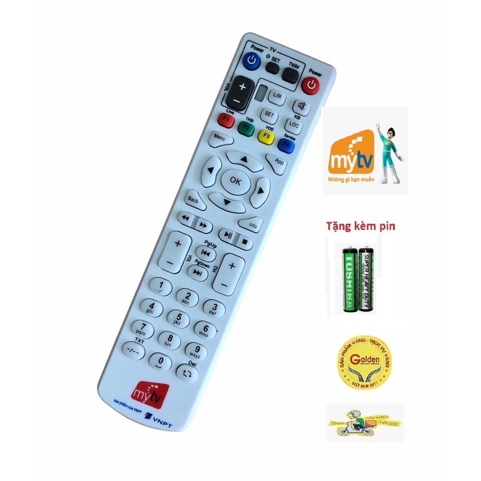 điều khiển đầu thu MYTV dòng ZTE -tặng kèm pin -Remote MyTV- Remote đầu thu smart My TV loại tốt mặt trắng