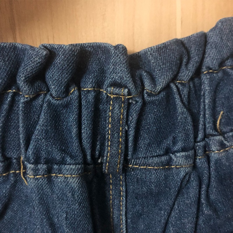 Quần Short Denim Ống Rộng Lưng Cao Thời Trang Năm Động Cho Bé Gái