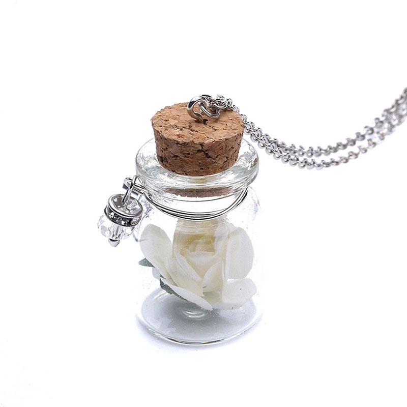 Dây chuyền mặt lọ điều ước mini hạt đá phát sáng