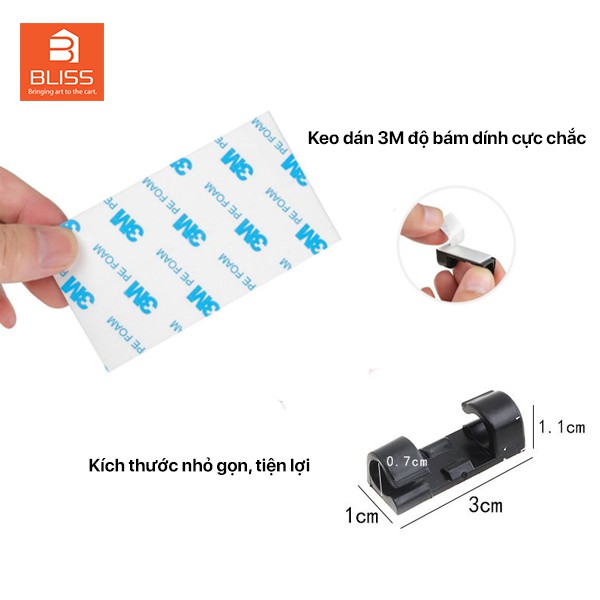 Nẹp dây điện dán tường 3M giúp kẹp cố định dây điện gọn gàng siêu dính (Vỉ 20 nút nẹp dây điện dán tường)