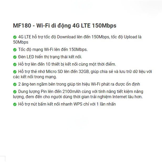 Bộ Phát Wi-Fi di động 4G TOTOLINK MF180 - Hàng Chính Hãng