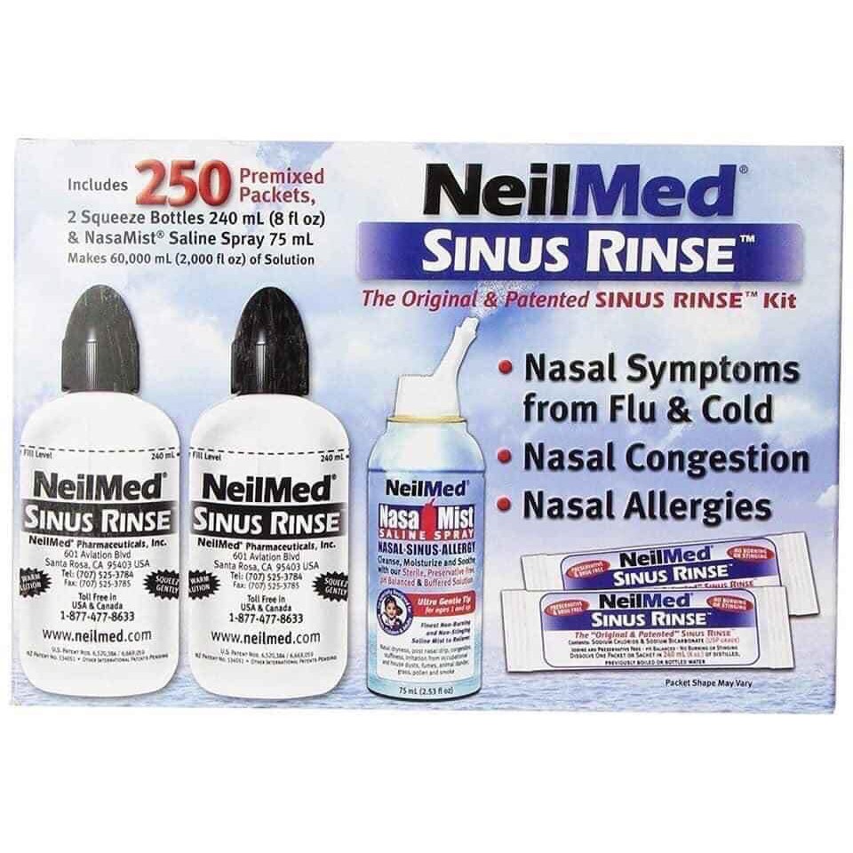 Bộ nước muối sinh lý rửa mũi NeilMed Sinus Rinse của Mỹ