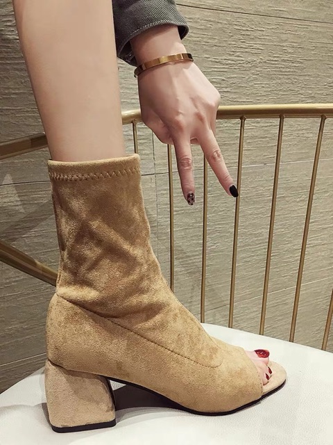 ORDER - Boot da lộn hở mũi gót cao ( Có ảnh thật ) | BigBuy360 - bigbuy360.vn