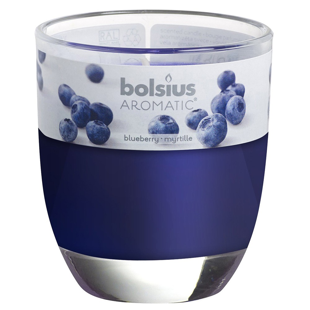 Ly nến thơm tinh dầu Bolsius Blueberry 105g QT024348 - hương việt quất, thơm phòng, thư giãn, khử mùi, không khói