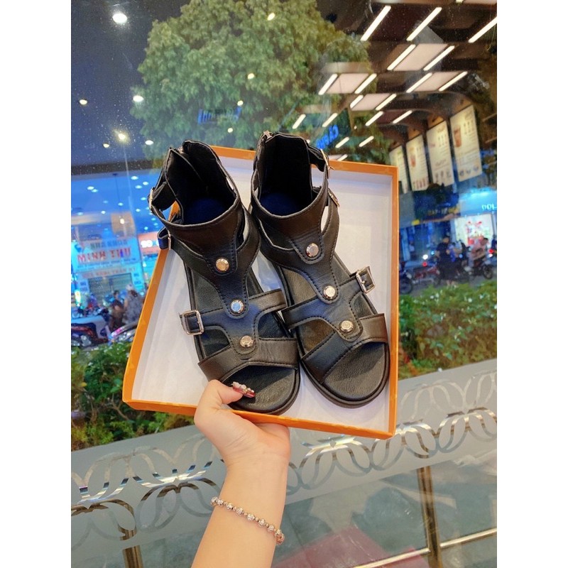 Giày sandal nữ đế bằng dây kéo sau gót hàng Quảng Châu cao cấp P2903150