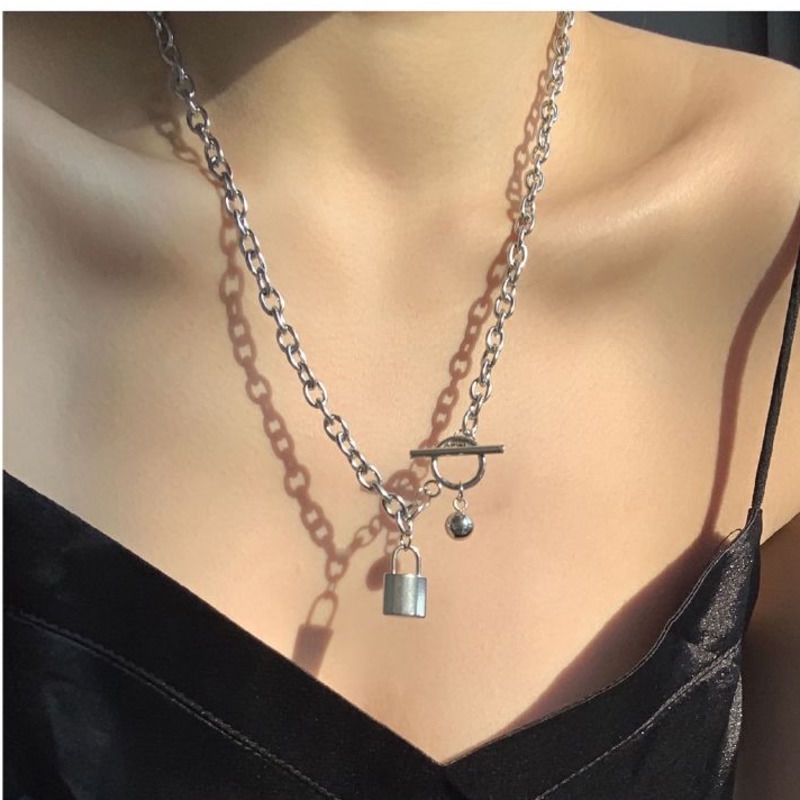Dây chuyền trang trí mặt hình ổ khóa độc đáo cá tính phong cách Hip Hop