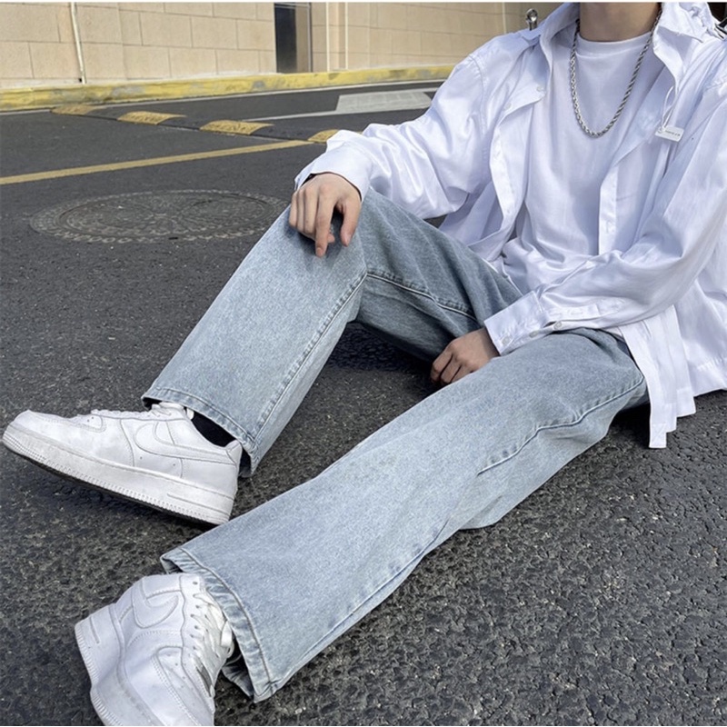 Quần jean Dhclothes suông ống rộng nam nữ - quần bò rộng cạp cao , hottrend 2022-Q4