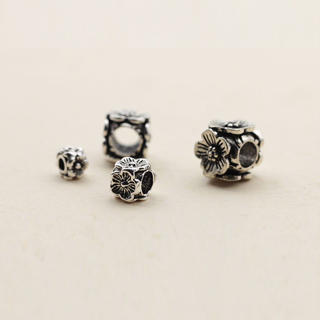 Phụ kiện Charm bạc Hạt spacer hoa năm cánh(lớn)