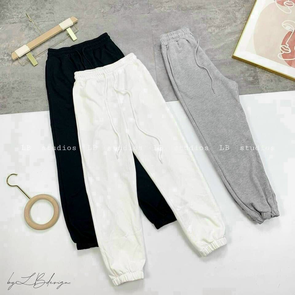 [ ẢNH/VIDEO THẬT ] Quần bom nỉ da cá dáng unisex, quần jogger trơn ống rộng (972)