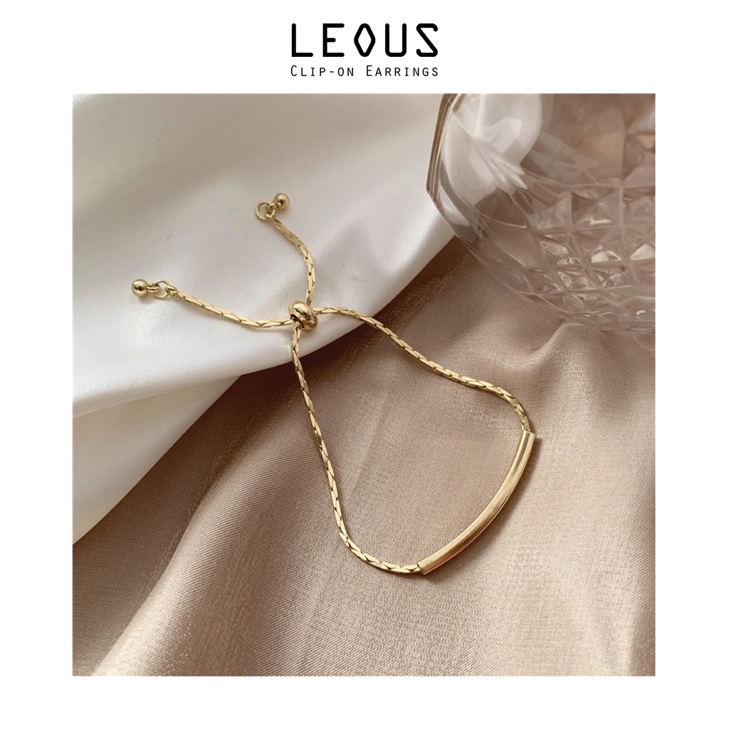 Vòng tay nữ lắc tay nữ dây rút mạ vàng mặt chữ nhật VT007Leous Accessories