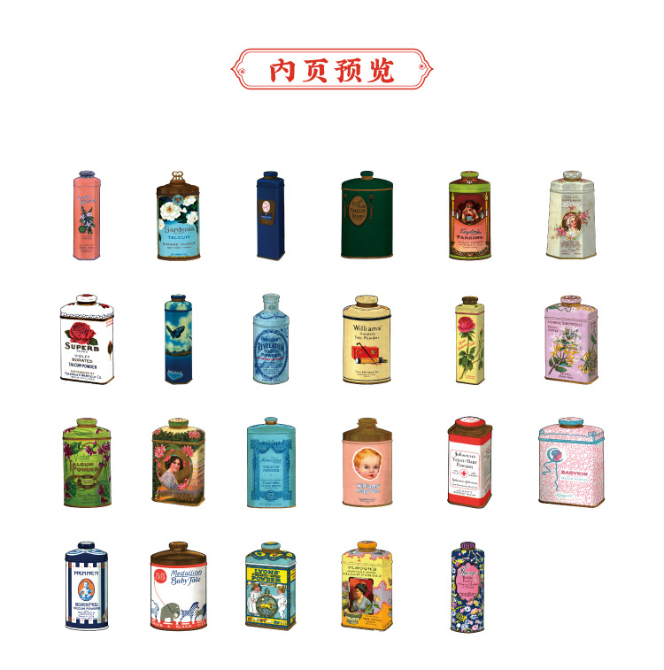 Hộp 46 Miếng Sticker Dán Chủ Đề Các Loại Lọ Trang Trí Phong Cách Retro ST393