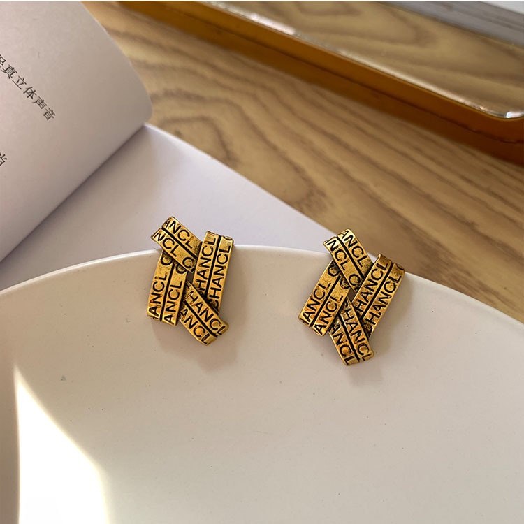 Bông tai nữ thương hiệu CC mạ màu đồng vintage TB322 TOBI STORE