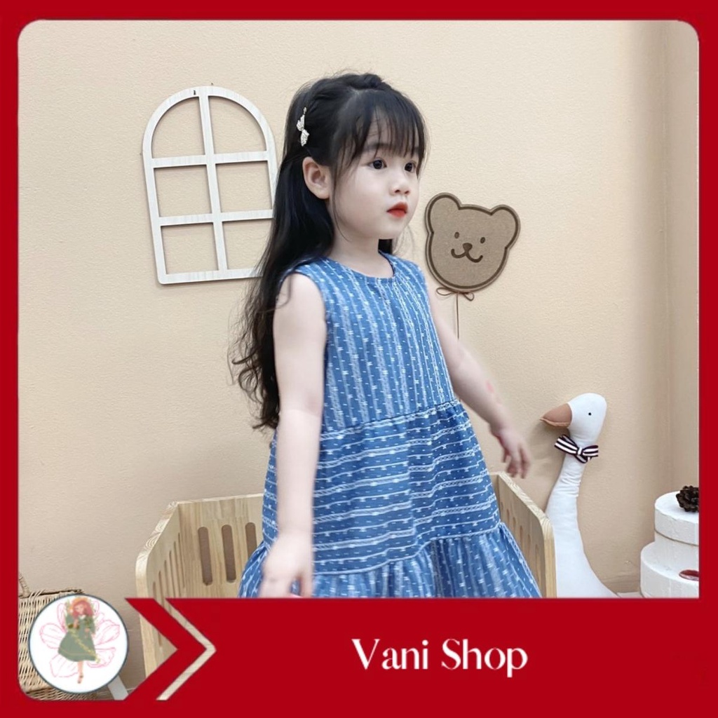 Đầm bé gái chất vải thô mềm siêu dễ thương, hoạ tiết đơn giản xinh đẹp cho bé từ 8kg đến 32 kg