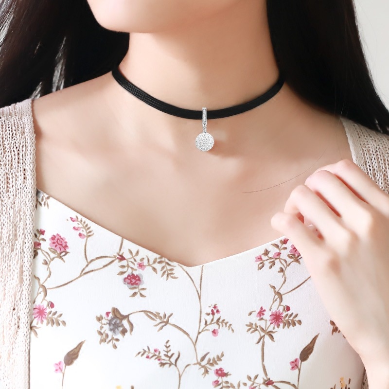 Vòng Cổ Choker Màu Đen Phong Cách Hàn Quốc Cá Tính Cho Nữ