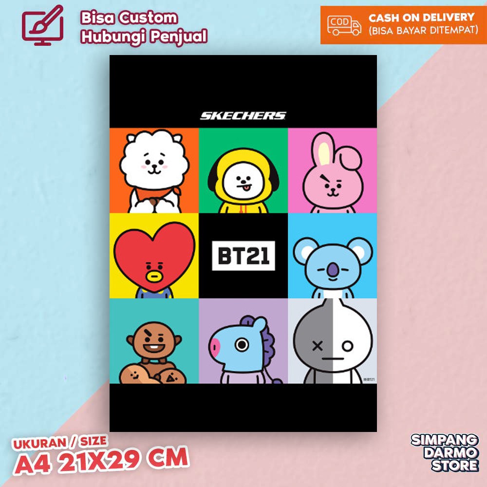 Áp Phích In Hình Các Nhân Vật Bt21 Koya Rm Rj Jin Shooky Suga Mang J-Hope Chimmy Jimin Tata V Cooky Jungkook