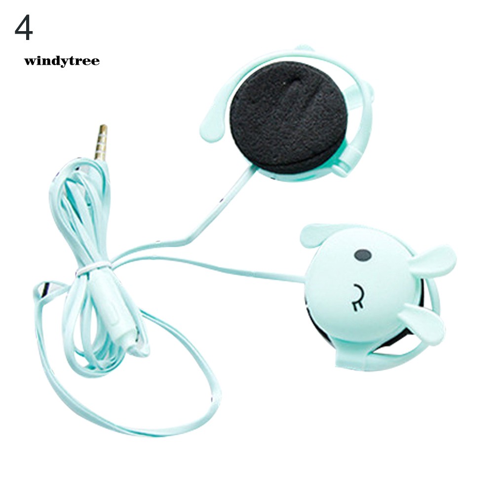 WDTE Cute Rabbit Stereo Earphone Headphone with Mic 3.5mm Ear-hook Sport Headset Gift