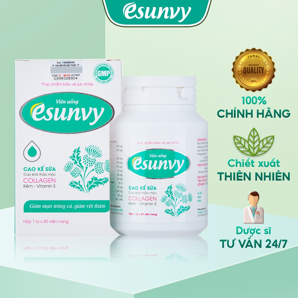 Viên Uống Esunvy Giúp Thanh Nhiệt Giải Độc, Giảm Mụn Trứng Cá