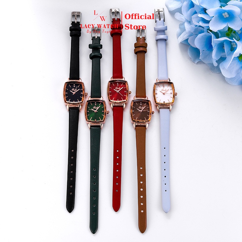 Đồng hồ nữ LaCy Watch đồng hồ đeo tay dây da chống nước mặt chữ nhật cọc số đính kim cương sang chảnh DHVGE0008 | BigBuy360 - bigbuy360.vn
