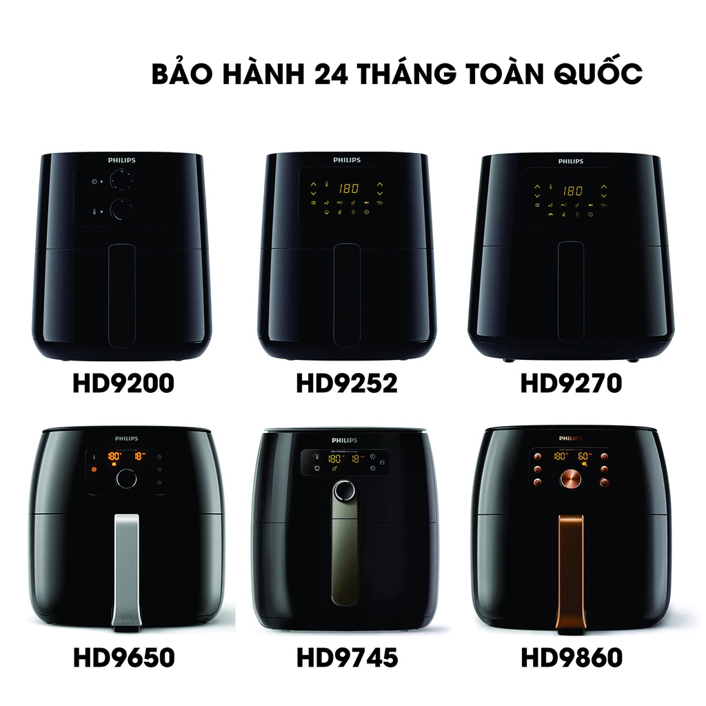 Nồi Chiên Không Dầu Philips Hd9200 Hd9252 Hd9745 Hd9270 Hd9650 Hd9860 - Hàng Chính Hãng, Bảo Hành Toàn Quốc 24 Tháng