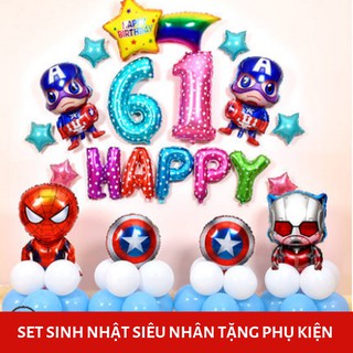 Set trang tri sinh nhật chủ đề siêu nhân người nhện đội trưởng mỹ cho bé trai