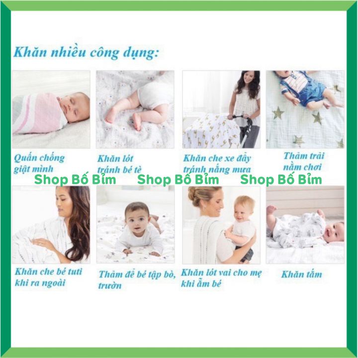 ⚡BÁN LỖ XIN 5 SAO⚡ Khăn Tắm Xô Muslin Swaddle Organic Cotton Khổ Lớn