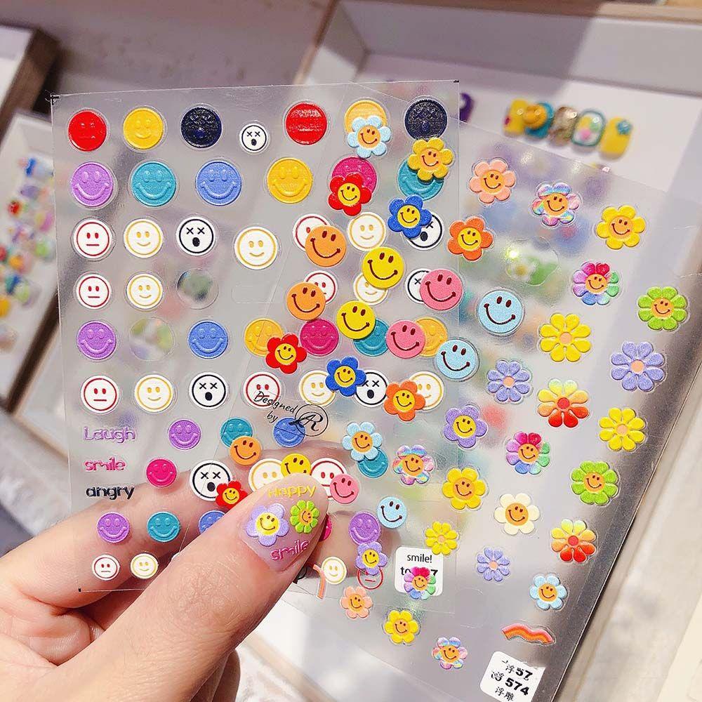 [Hàng mới về] Miếng dán trang trí móng tay họa tiết hoạt hình hoa hướng dương đáng yêu 5D